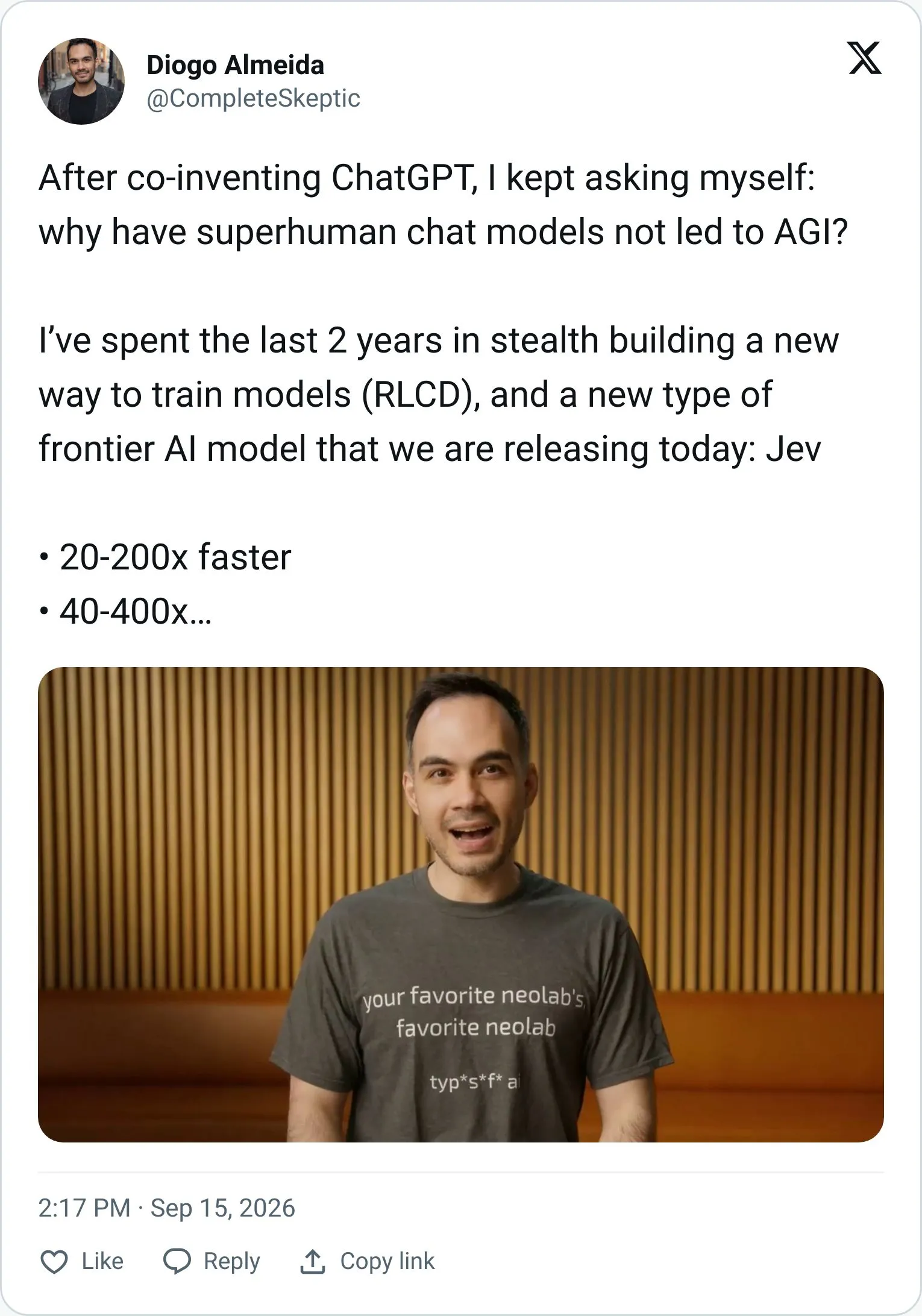 Diogo Almeida tweet introducing TypeSafe and Jev
