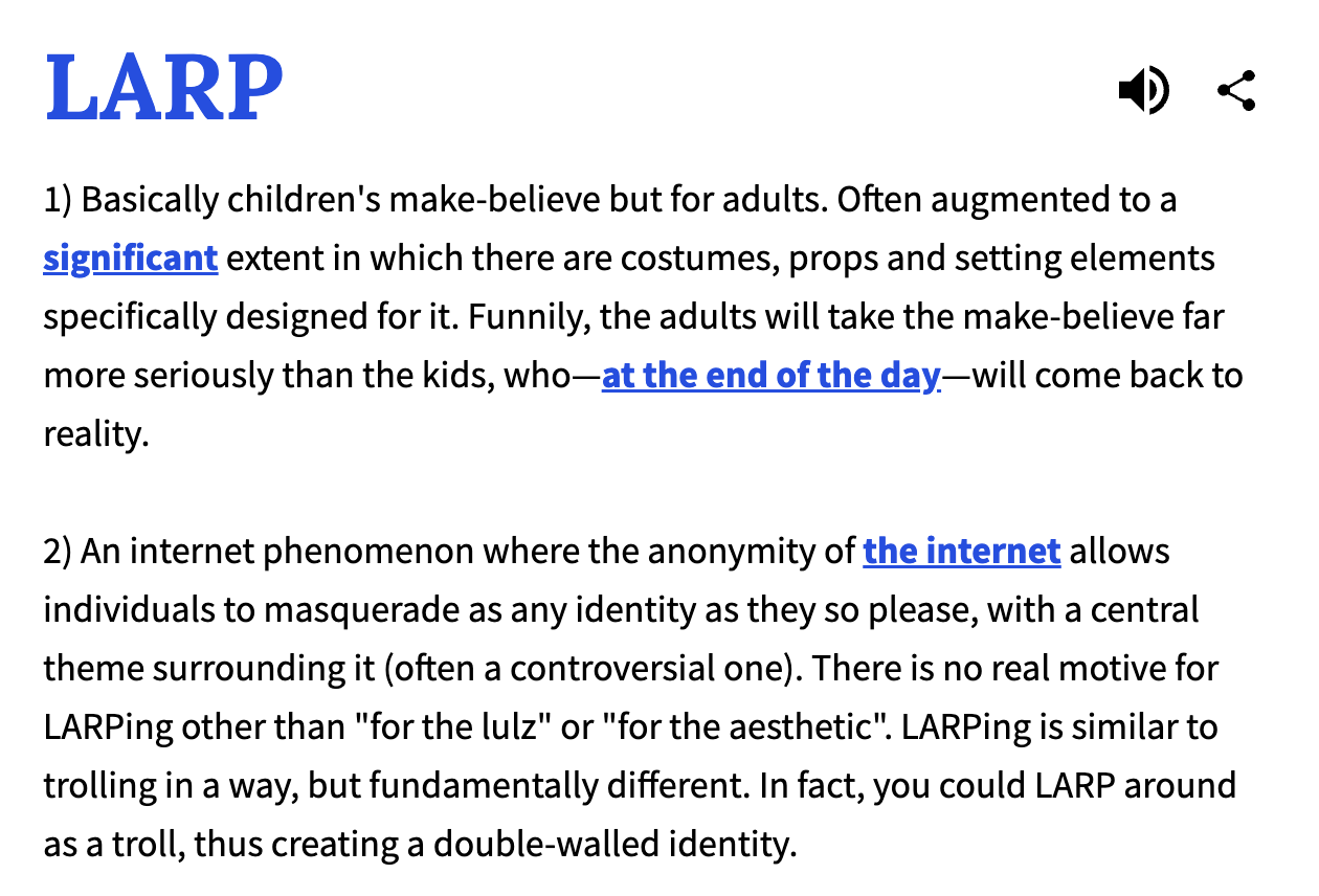 LARP definition from Urban Dictionary